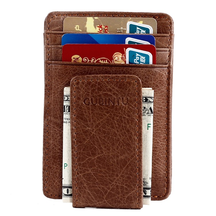 Gubintu Herren Crazy Horse Textur Antimagnetische Originalleder Geldbörse Brieftasche Mit Magnetschnapp-10