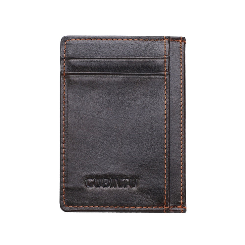 115 # Elegante De Couro Genuíno Moeda Multi Cartão Slots Carteira Para Homens - Preto-2