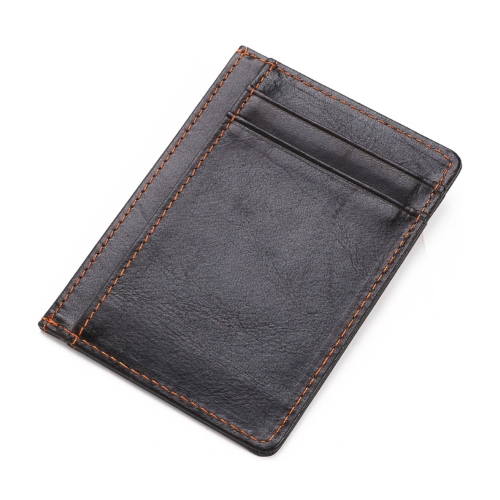 115 # Elegante De Couro Genuíno Moeda Multi Cartão Slots Carteira Para Homens - Preto-3