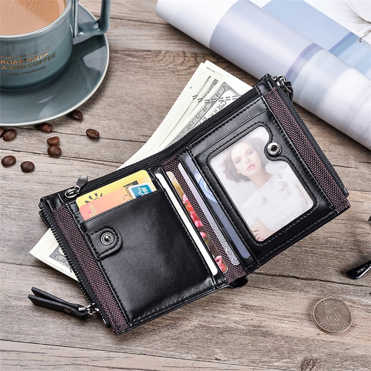 3805 # PU Leder Brieftasche Mit Mehreren Karten Für Männer - Schwarz-11