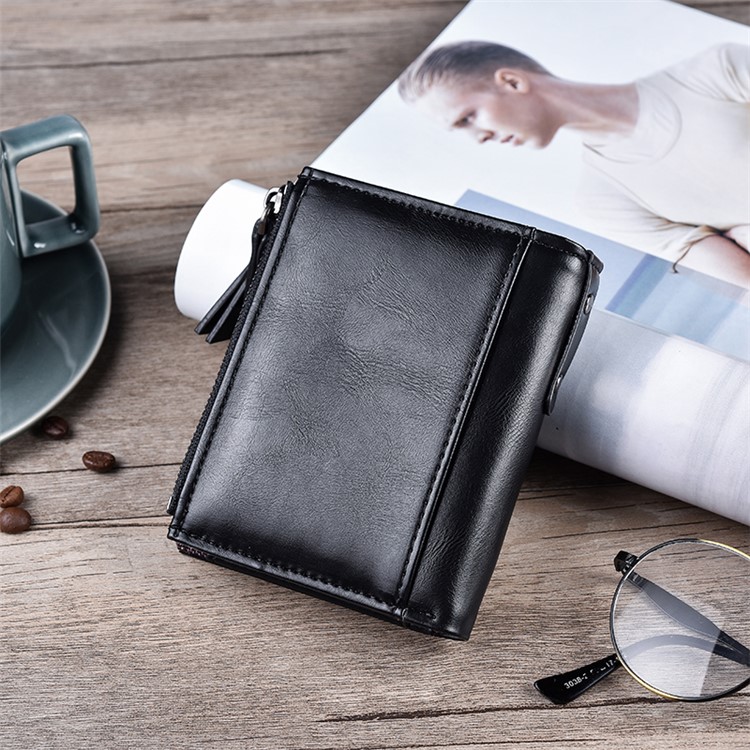 3805 # PU Leder Brieftasche Mit Mehreren Karten Für Männer - Schwarz-3