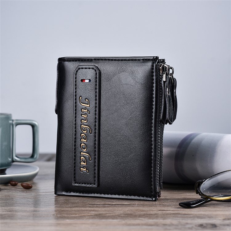 3805 # PU Leder Brieftasche Mit Mehreren Karten Für Männer - Schwarz-4
