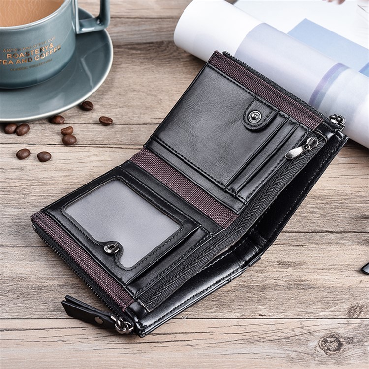3805 # PU Leder Brieftasche Mit Mehreren Karten Für Männer - Schwarz-7
