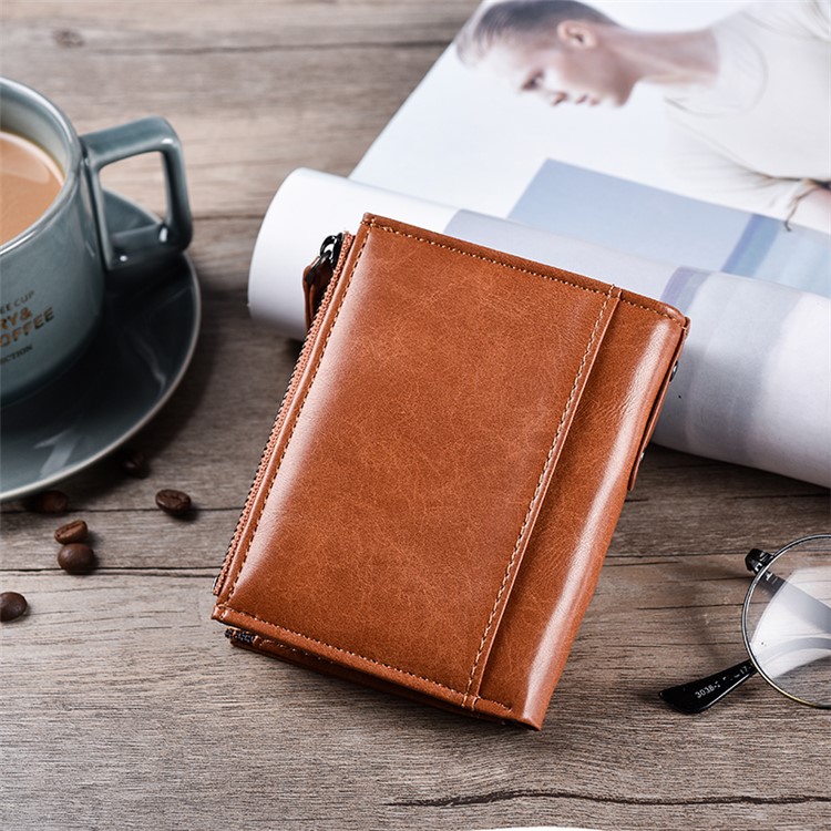3805# Stylish PU Leather Bi-fold Wallet with Multi Card Slots for Men - Brown-2