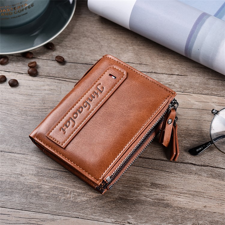 3805# Stylish PU Leather Bi-fold Wallet with Multi Card Slots for Men - Brown-3