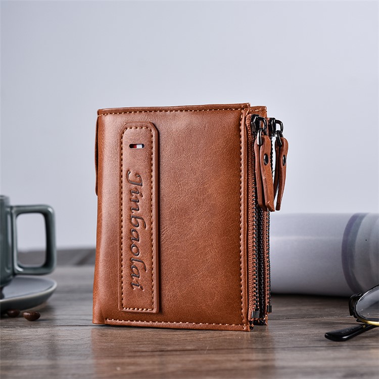 3805# Stylish PU Leather Bi-fold Wallet with Multi Card Slots for Men - Brown-4