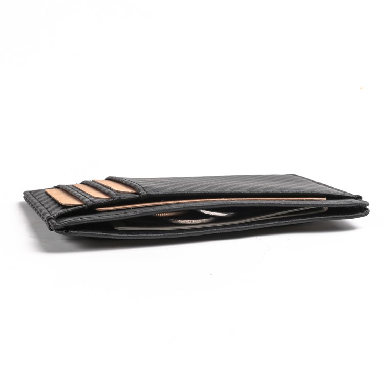 118# Carbon Fiber Texture Genuine Leather Ultra-thin Antimagnetic Purse Wallet with Photo Slot-4