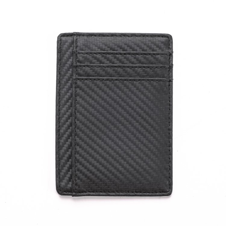 118# Carbon Fiber Texture Genuine Leather Ultra-thin Antimagnetic Purse Wallet with Photo Slot-7