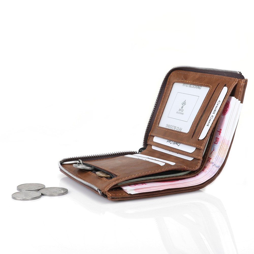 Durable PU-Leder-Kartensteckplätze Bi-Fold-Brieftasche Münzgeldbörse Für Männer - Braun-11