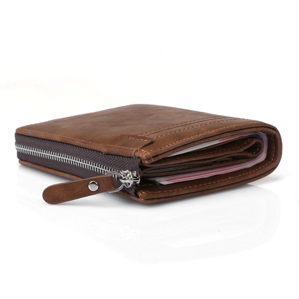 Durable PU-Leder-Kartensteckplätze Bi-Fold-Brieftasche Münzgeldbörse Für Männer - Braun-12