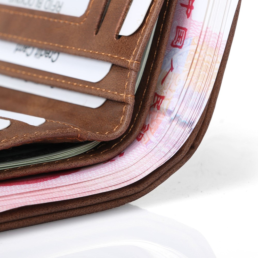 Durable PU-Leder-Kartensteckplätze Bi-Fold-Brieftasche Münzgeldbörse Für Männer - Braun-13