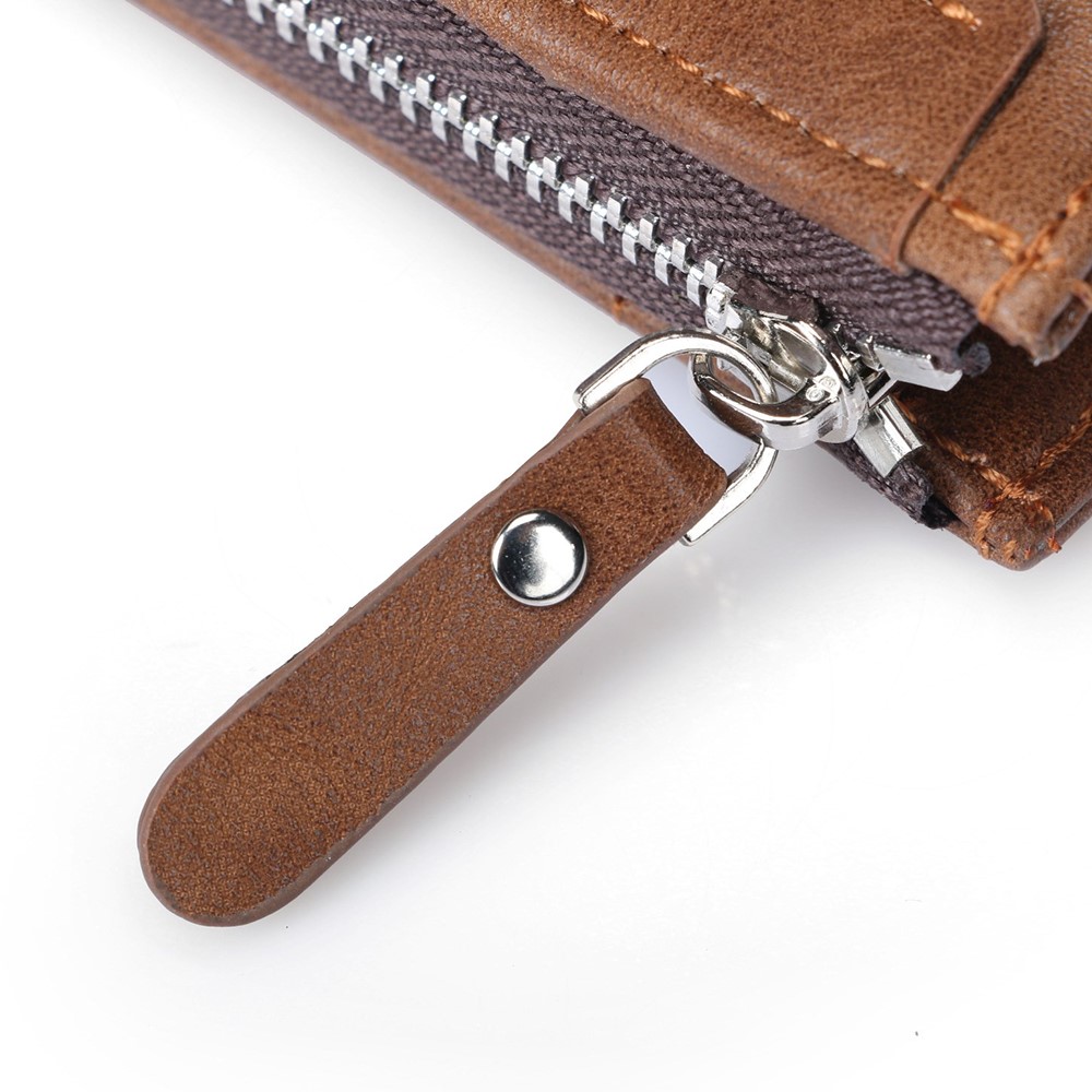 Durable PU-Leder-Kartensteckplätze Bi-Fold-Brieftasche Münzgeldbörse Für Männer - Braun-15