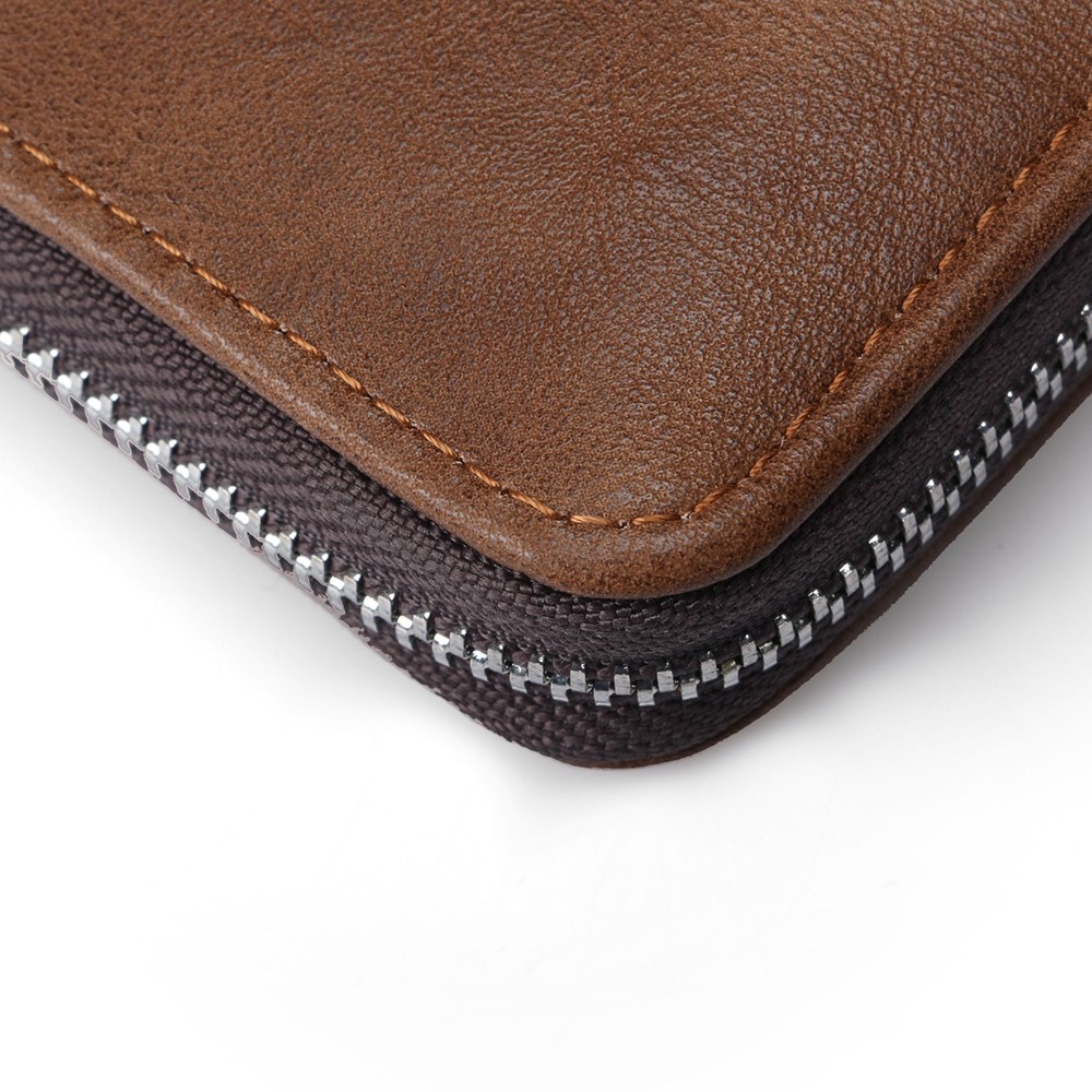 Durable PU-Leder-Kartensteckplätze Bi-Fold-Brieftasche Münzgeldbörse Für Männer - Braun-16