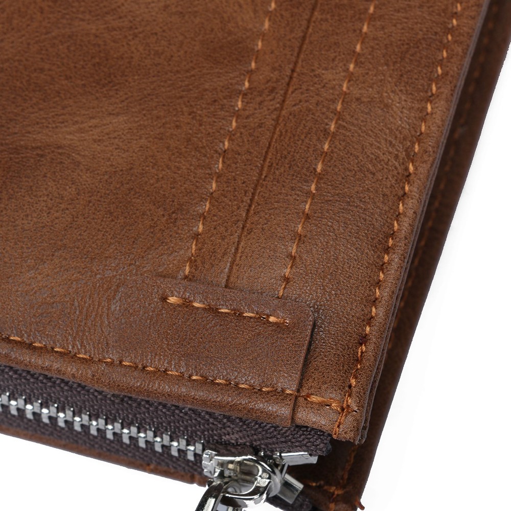Durable PU-Leder-Kartensteckplätze Bi-Fold-Brieftasche Münzgeldbörse Für Männer - Braun-17