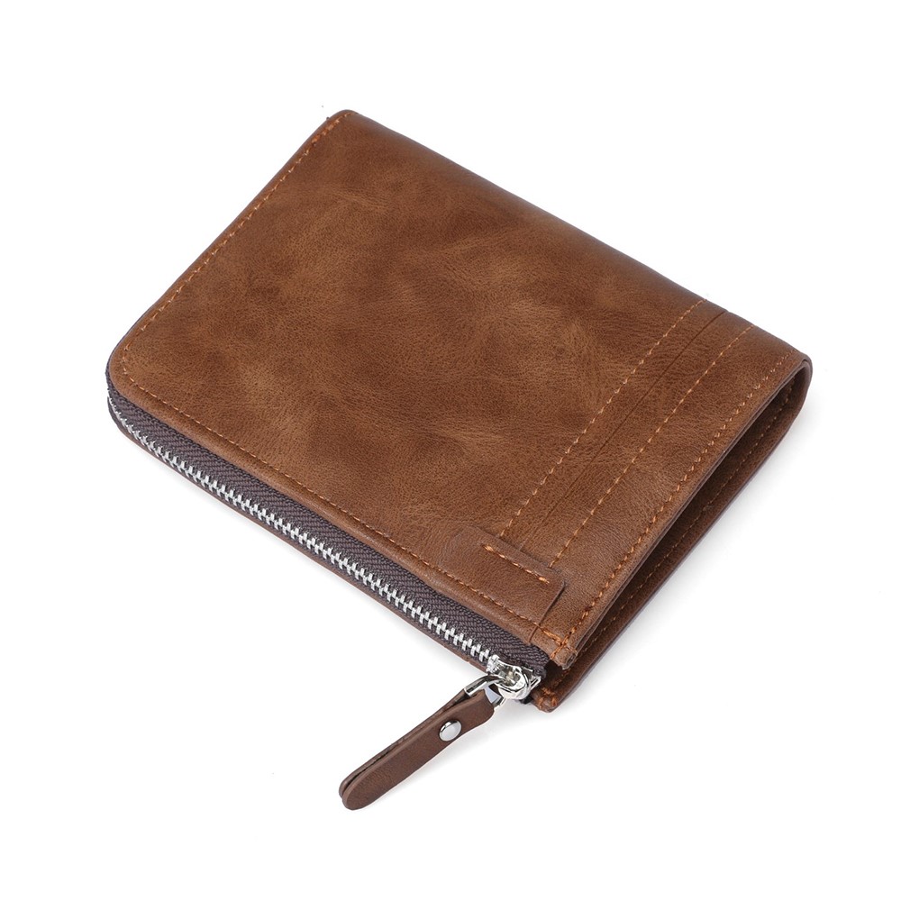 Durable PU-Leder-Kartensteckplätze Bi-Fold-Brieftasche Münzgeldbörse Für Männer - Braun-4