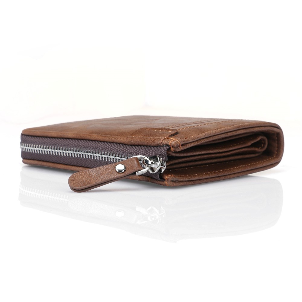 Durable PU-Leder-Kartensteckplätze Bi-Fold-Brieftasche Münzgeldbörse Für Männer - Braun-5