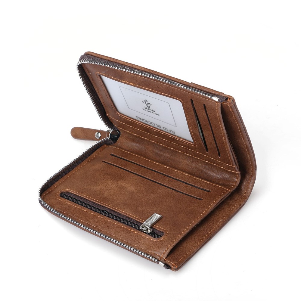 Durable PU-Leder-Kartensteckplätze Bi-Fold-Brieftasche Münzgeldbörse Für Männer - Braun-8