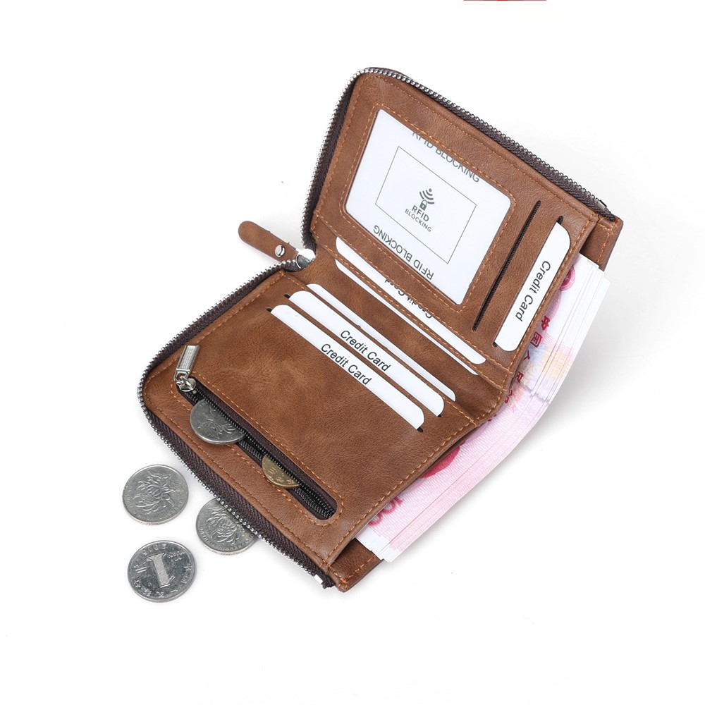 Durable PU-Leder-Kartensteckplätze Bi-Fold-Brieftasche Münzgeldbörse Für Männer - Braun-9