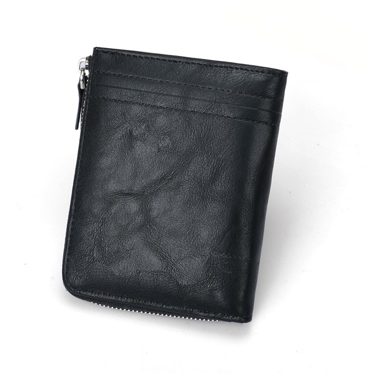 Bolsa Durável Dos Entalhes Do Cartão Da Carteira Da Moeda Do Couro Do Plutônio Do Bi-fold Para Homens - Preto-1
