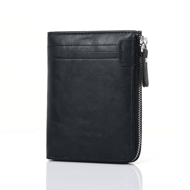 Bolsa Durável Dos Entalhes Do Cartão Da Carteira Da Moeda Do Couro Do Plutônio Do Bi-fold Para Homens - Preto-2