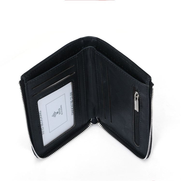 Bolsa Durável Dos Entalhes Do Cartão Da Carteira Da Moeda Do Couro Do Plutônio Do Bi-fold Para Homens - Preto-3