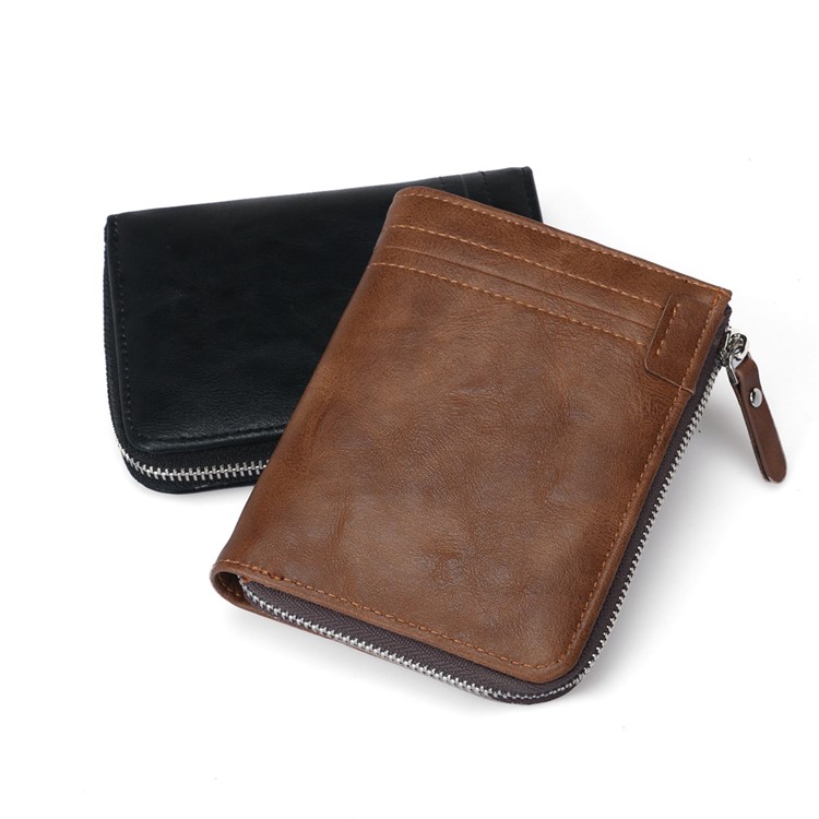 Bolsa Durável Dos Entalhes Do Cartão Da Carteira Da Moeda Do Couro Do Plutônio Do Bi-fold Para Homens - Preto-4