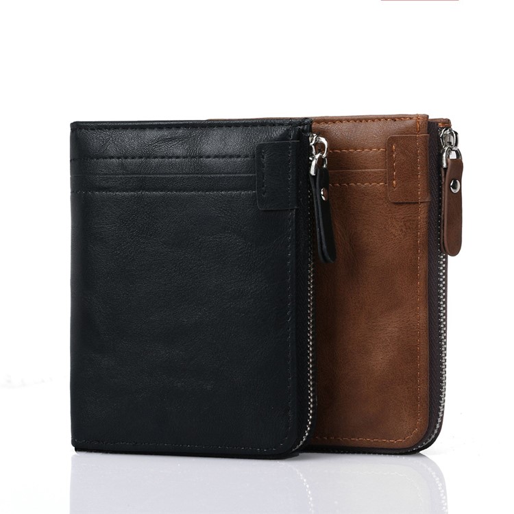 Bolsa Durável Dos Entalhes Do Cartão Da Carteira Da Moeda Do Couro Do Plutônio Do Bi-fold Para Homens - Preto-5