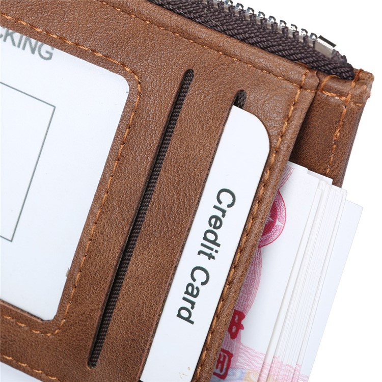 Bolsa Durável Dos Entalhes Do Cartão Da Carteira Da Moeda Do Couro Do Plutônio Do Bi-fold Para Homens - Preto-7
