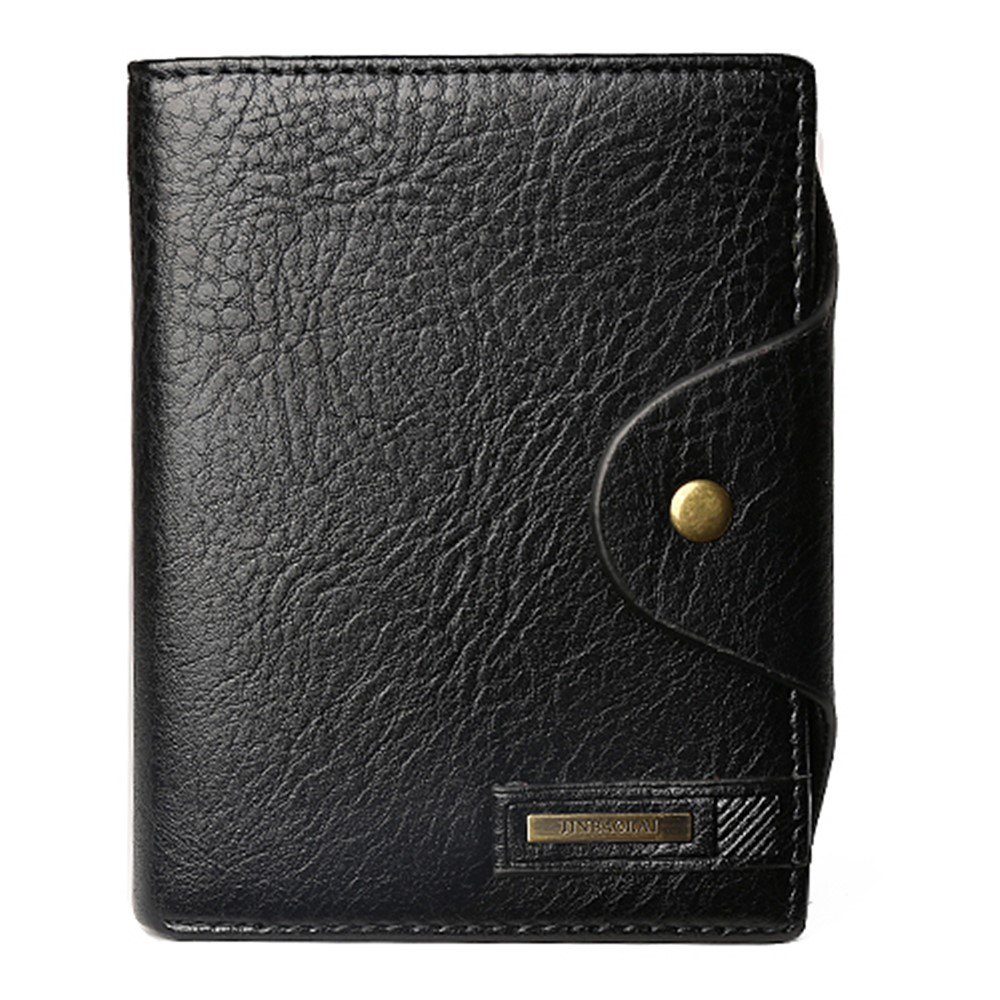 Multifunctional Tri-fold Men's Wallet with Passport Holder - Black-1