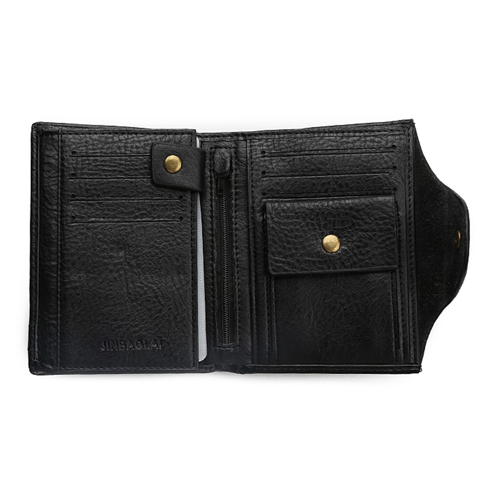 Multifunctional Tri-fold Men's Wallet with Passport Holder - Black-5