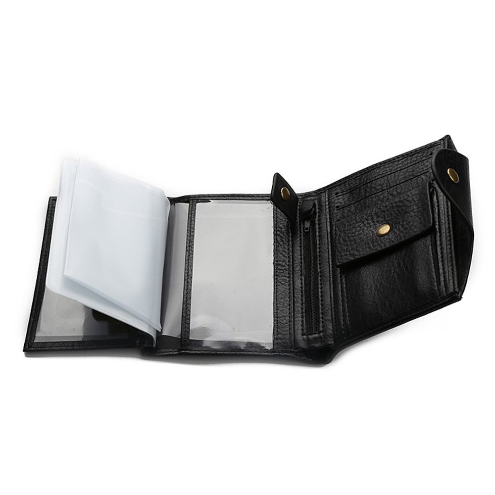 Multifunctional Tri-fold Men's Wallet with Passport Holder - Black-6