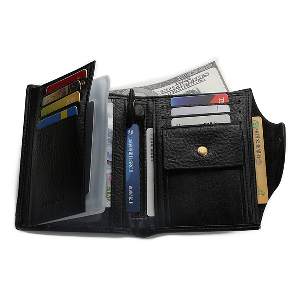 Multifunctional Tri-fold Men's Wallet with Passport Holder - Black-7