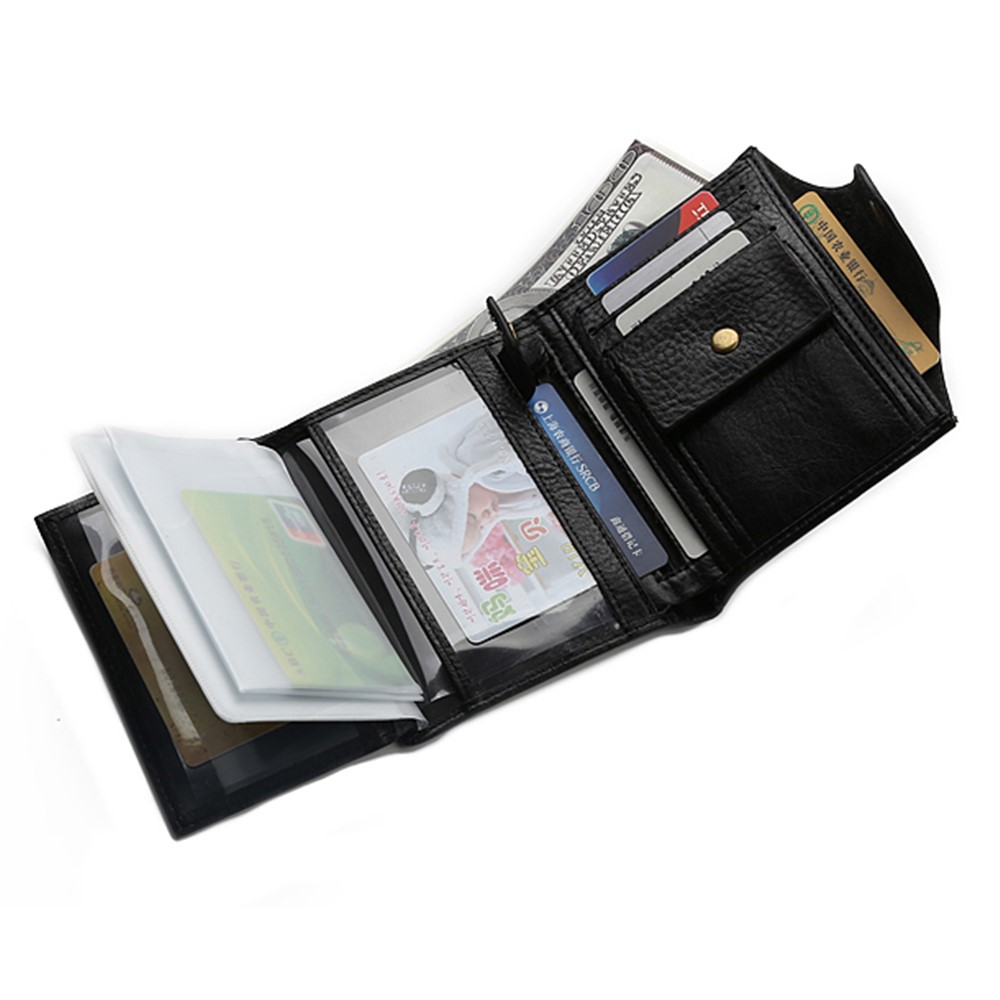 Multifunctional Tri-fold Men's Wallet with Passport Holder - Black-8