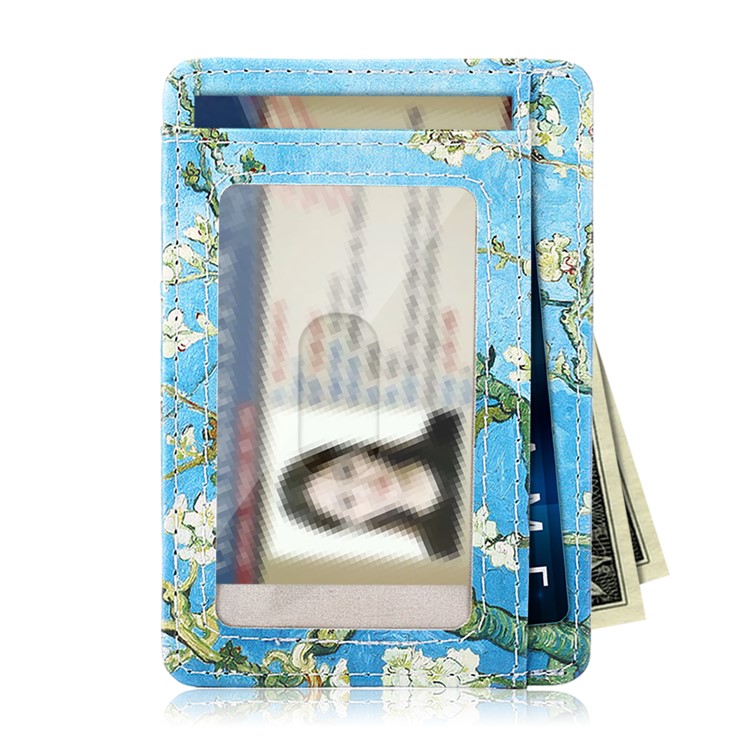 Patterned Multi-slot RFID Blocking PU Leather Cash Card ID Holder Purse Bag - Wintersweet-3