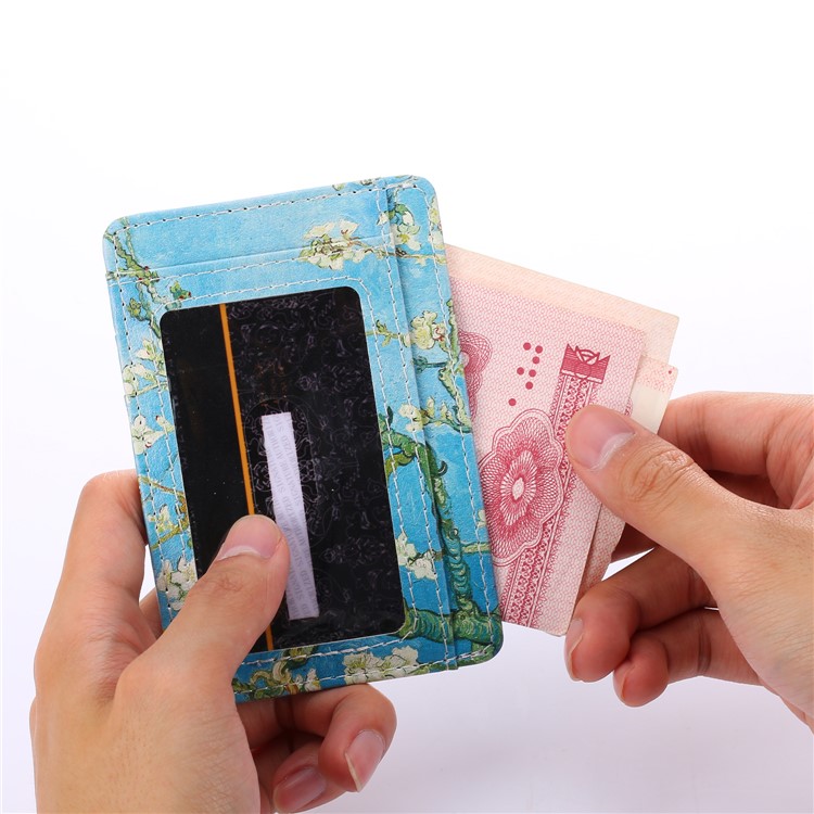 Patterned Multi-slot RFID Blocking PU Leather Cash Card ID Holder Purse Bag - Wintersweet-5