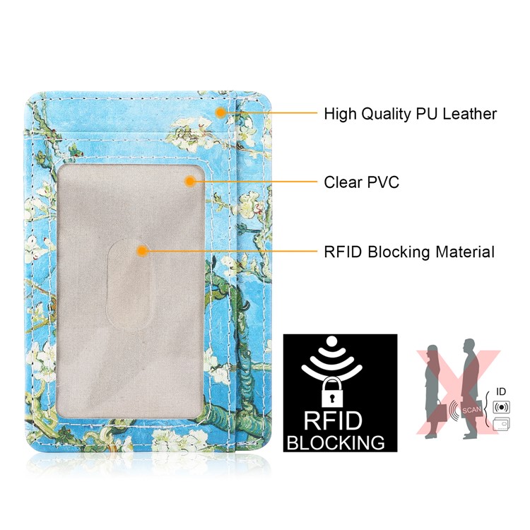 Patterned Multi-slot RFID Blocking PU Leather Cash Card ID Holder Purse Bag - Wintersweet-6