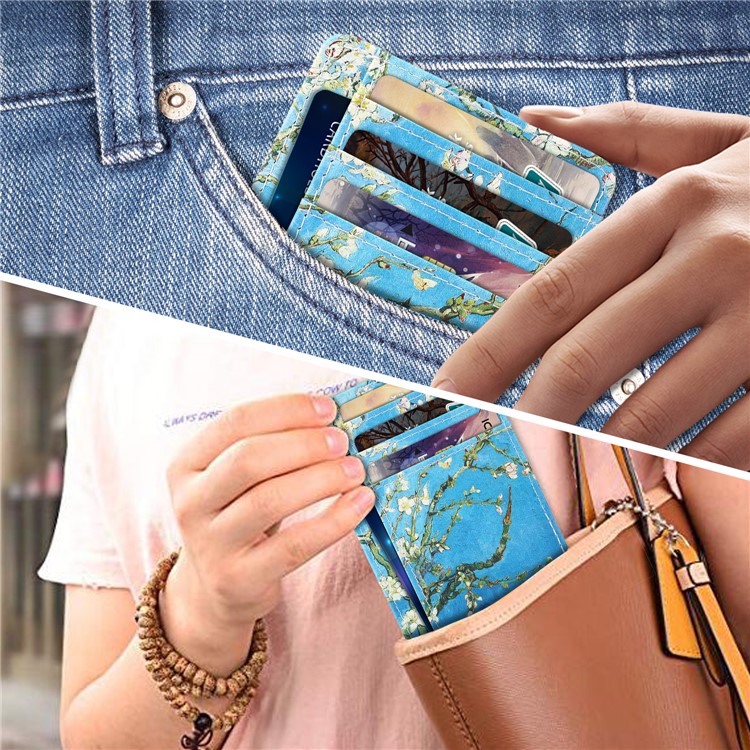 Patterned Multi-slot RFID Blocking PU Leather Cash Card ID Holder Purse Bag - Wintersweet-7