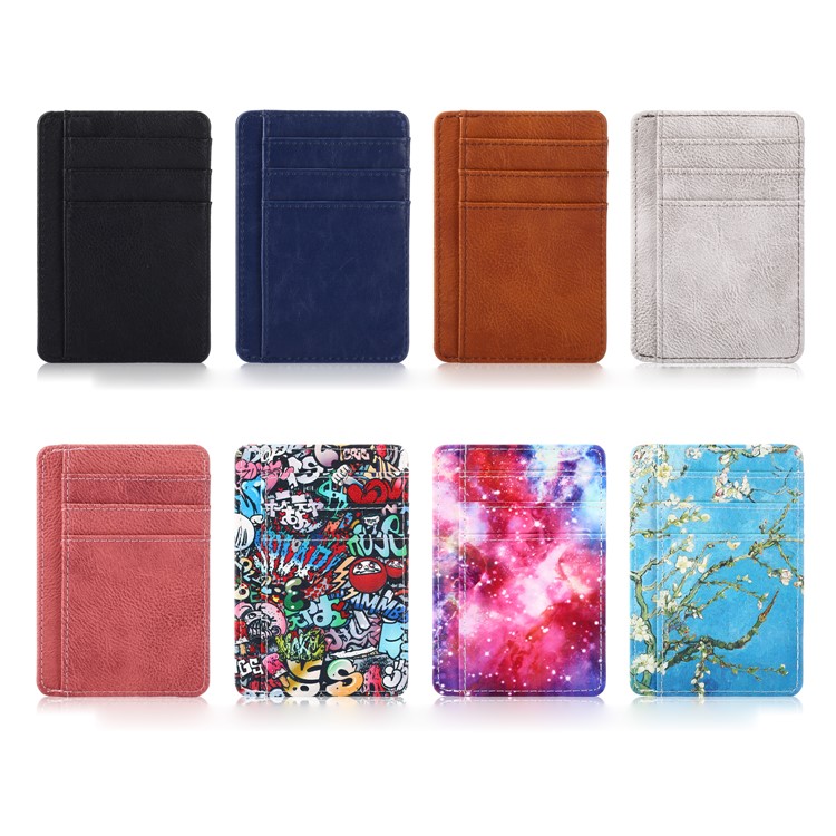 Patterned Multi-slot RFID Blocking PU Leather Cash Card ID Holder Purse Bag - Wintersweet-8