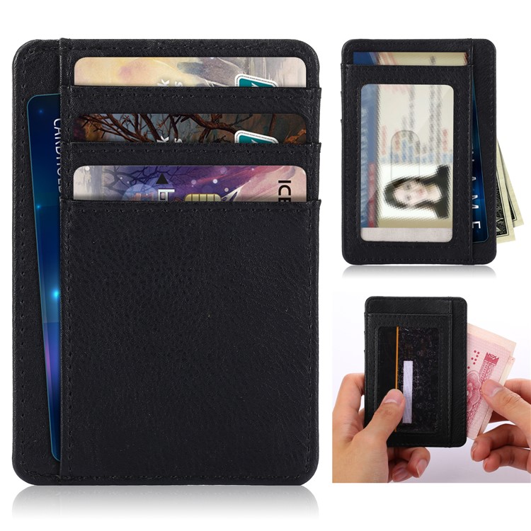 Multi-slot RFID Blocking PU Leather Cash Card ID Holder Wallet Cover - Black-1