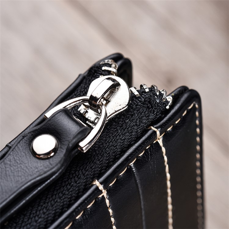 Men Stylish PU Leather Purse Zipper Wallet - Black-10