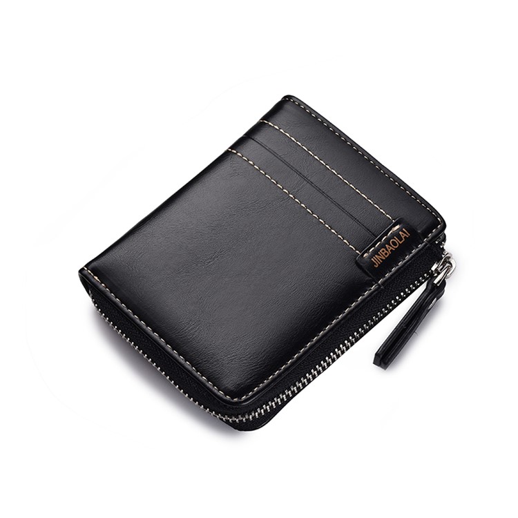 Men Stylish PU Leather Purse Zipper Wallet - Black-2