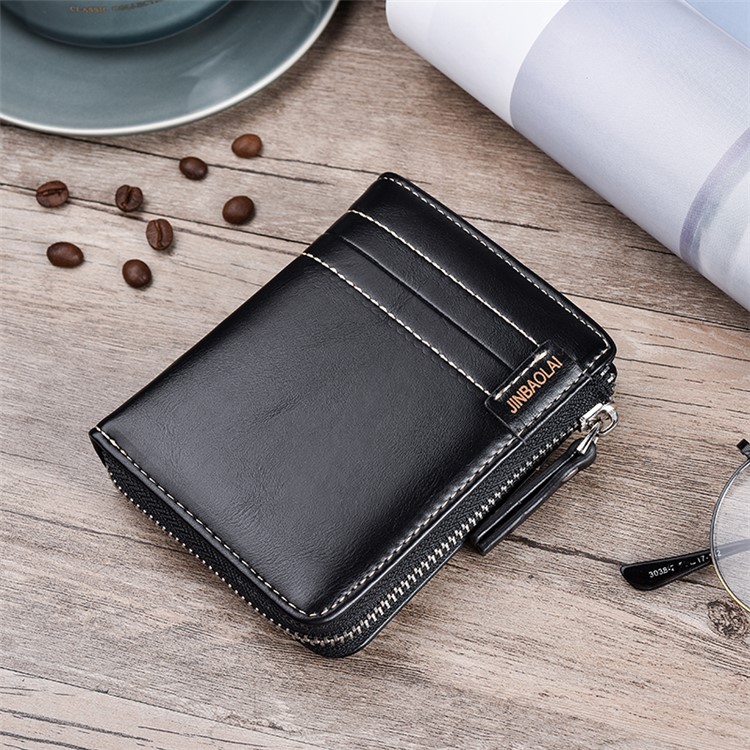 Men Stylish PU Leather Purse Zipper Wallet - Black-8