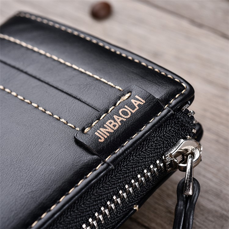 Men Stylish PU Leather Purse Zipper Wallet - Black-9