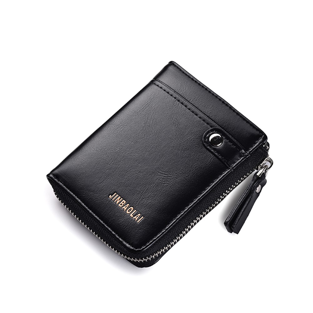Casual Zipper Men Wallet Purse Leather Card Bag - Black-13