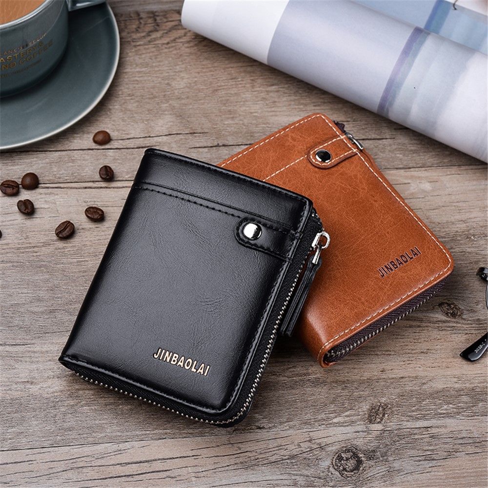 Casual Zipper Men Wallet Purse Leather Card Bag - Black-14