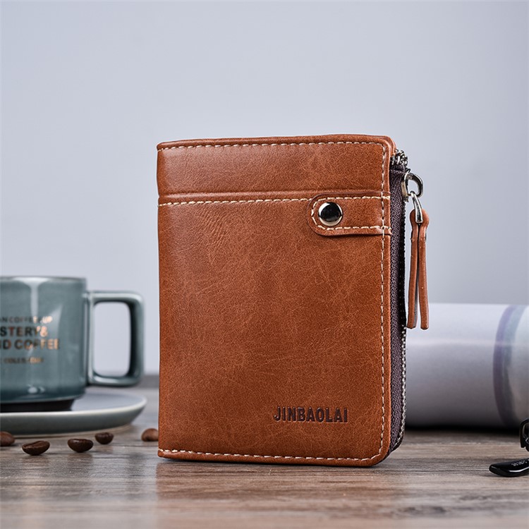 Casual Sac De Cartes En Cuir De Bourse De Portefeuille Hommes Fermeture À Glissière - Marron-1