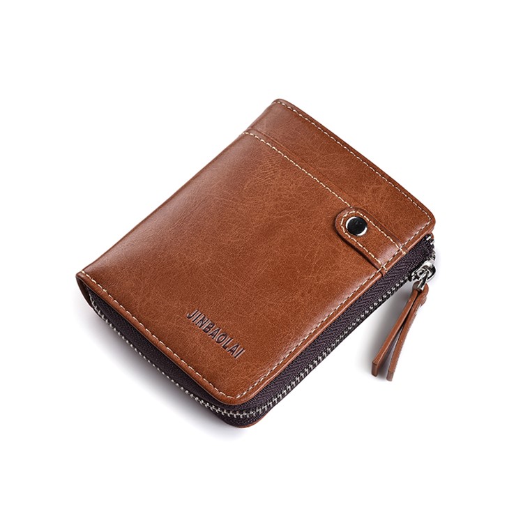 Casual Sac De Cartes En Cuir De Bourse De Portefeuille Hommes Fermeture À Glissière - Marron-7