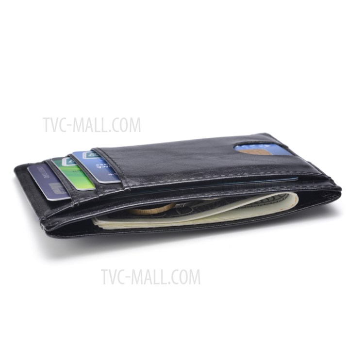 Anti-magnetic RFID Genuine Leather Card Holder Wallet Card Bag - Black-4