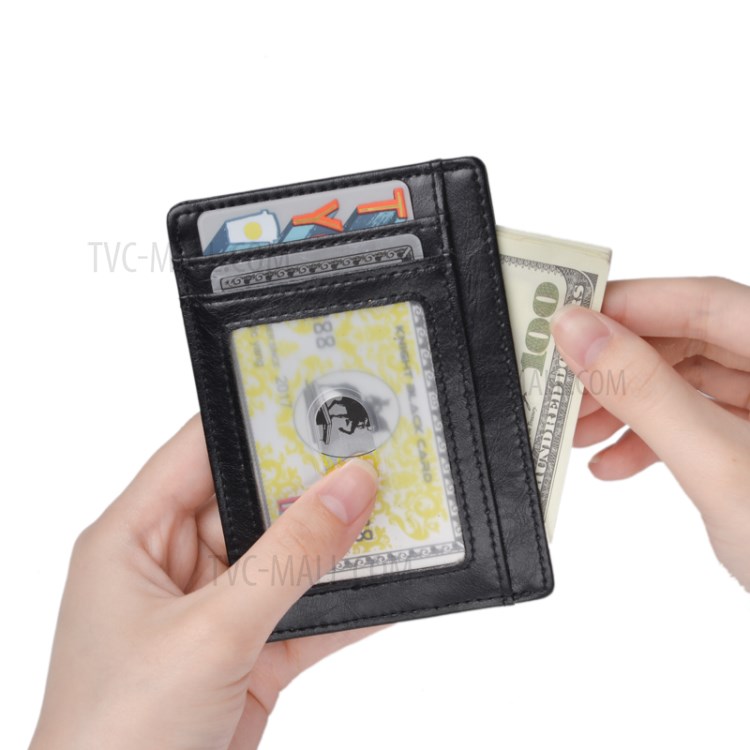 Anti-magnetic RFID Genuine Leather Card Holder Wallet Card Bag - Black-5