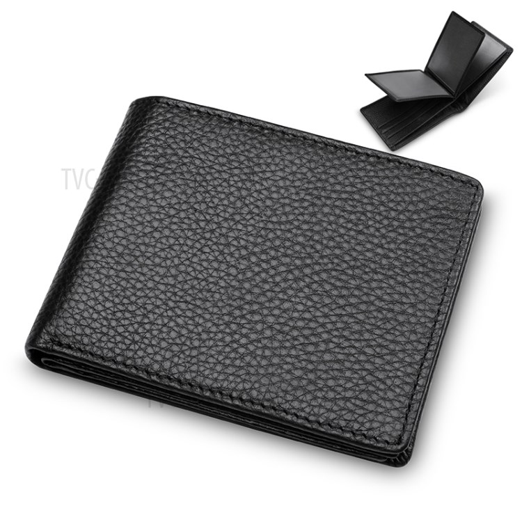 Tri-fold Top Layer Cowhide Leather Business Titular Nome do Cartão Cartão de Crédito Cartão de Crédito Para Homens